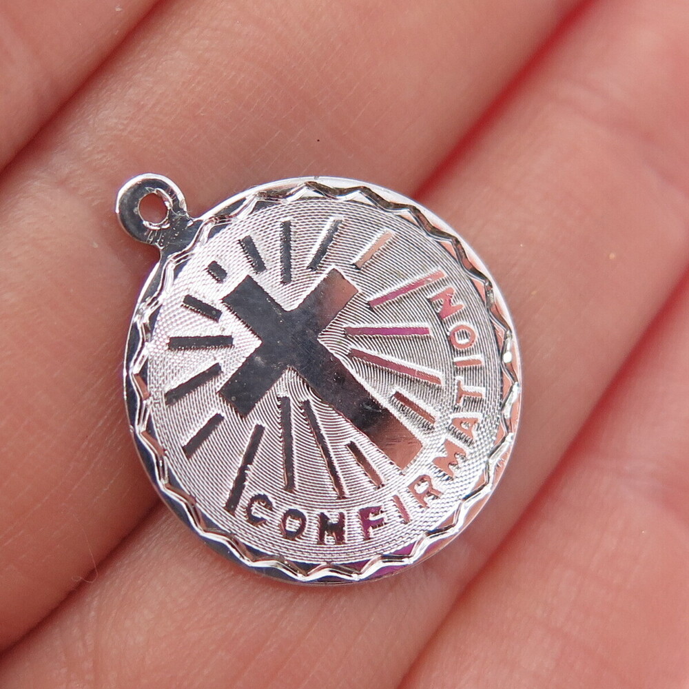 SPENCER 925 Sterling Silver Vintage Confirmation Cross Charm Pendant